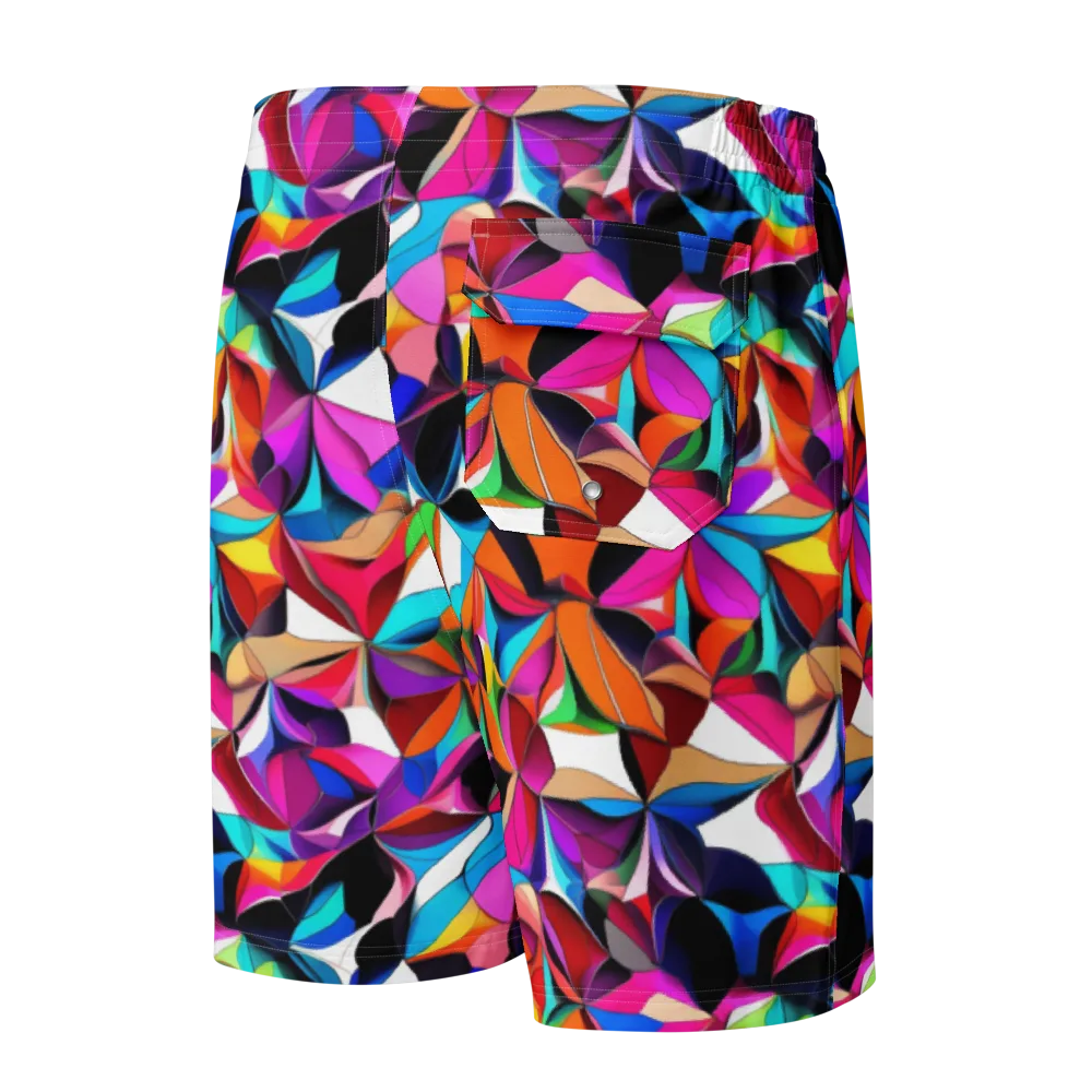 Prismatic Petal Riot on Men's Board Shorts — Back