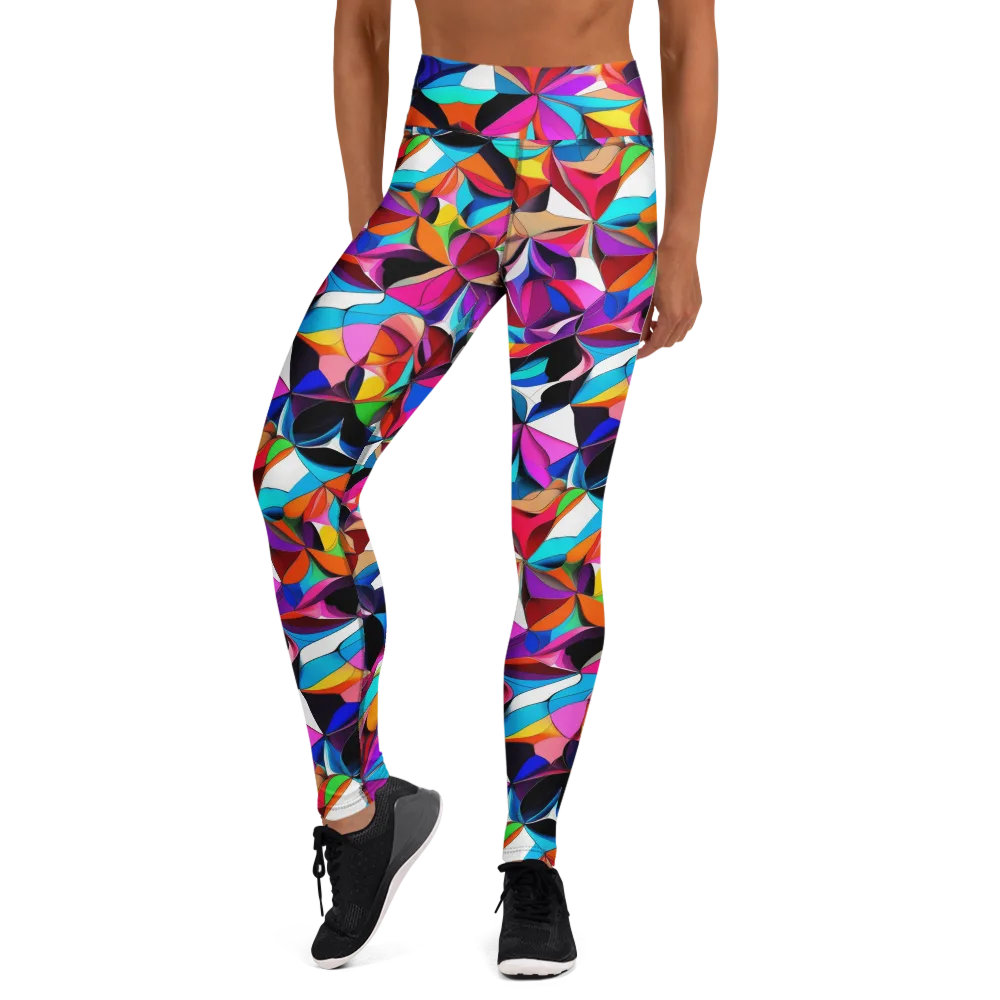 Prismatic Petal Riot on Yoga Leggings — Front