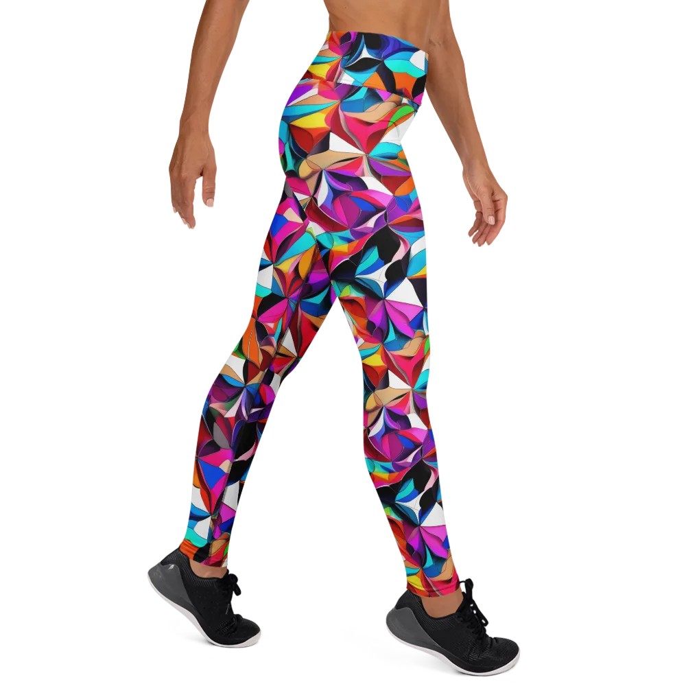 Prismatic Petal Riot on Yoga Leggings — Right