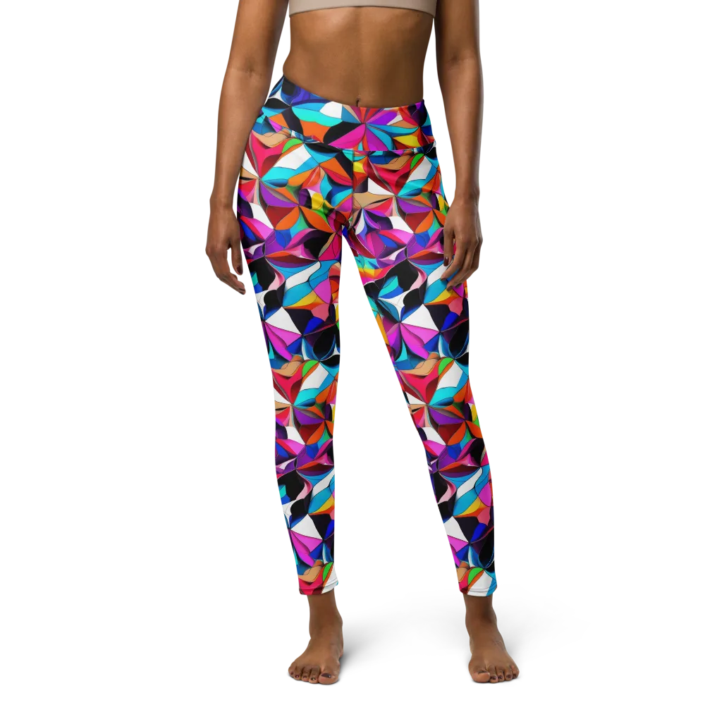 Prismatic Petal Riot on Yoga Leggings — Front