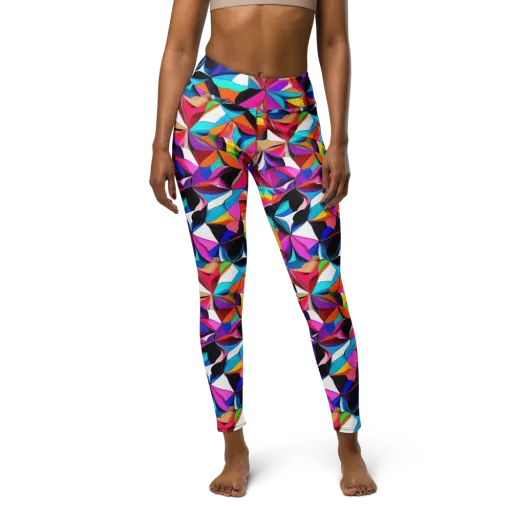 Prismatic Petal Riot on a Yoga Leggings