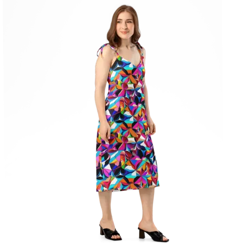 Prismatic Petal Riot on a Slip Dress