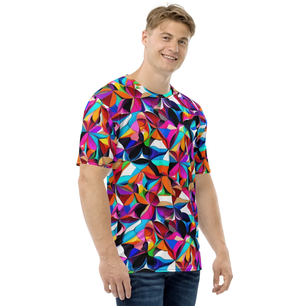 Prismatic Petal Riot on Men's Crew Neck T-Shirt — Right