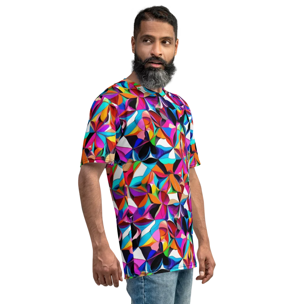 Prismatic Petal Riot on Men's Crew Neck T-Shirt — Right