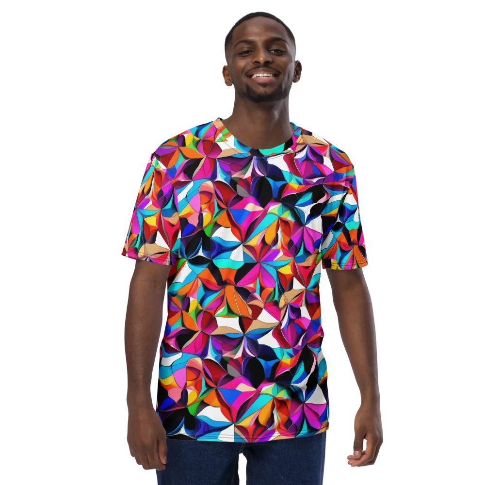Prismatic Petal Riot on Men's Crew Neck T-Shirt — Front