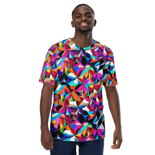 Prismatic Petal Riot on a Men's Crew Neck T-Shirt