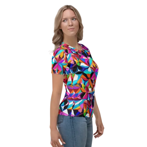 Prismatic Petal Riot on a Women's Crew Neck T-Shirt