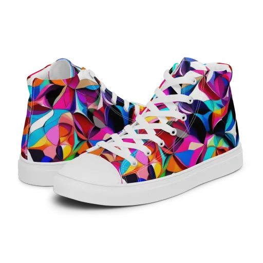 Prismatic Petal Riot on a Women's High Top Canvas Shoes