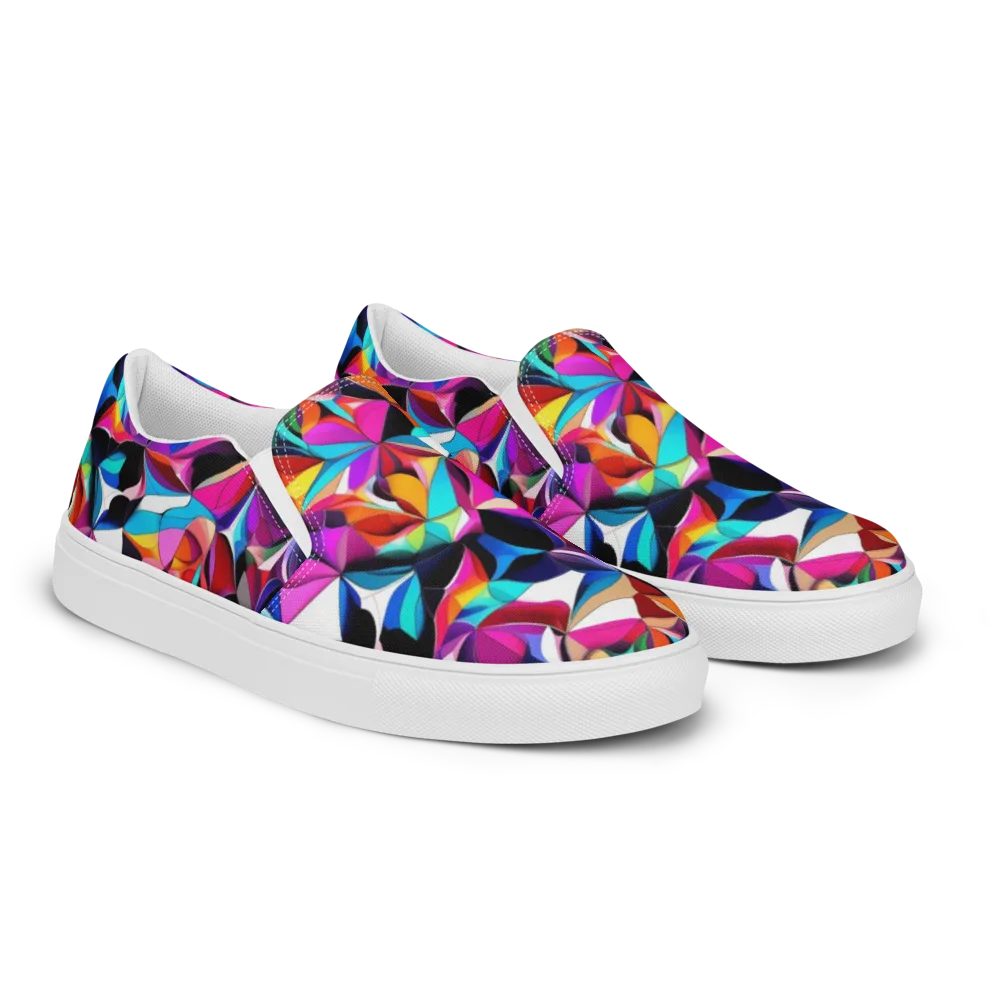 Prismatic Petal Riot on Men's Slip-On Canvas Shoes — Right Front