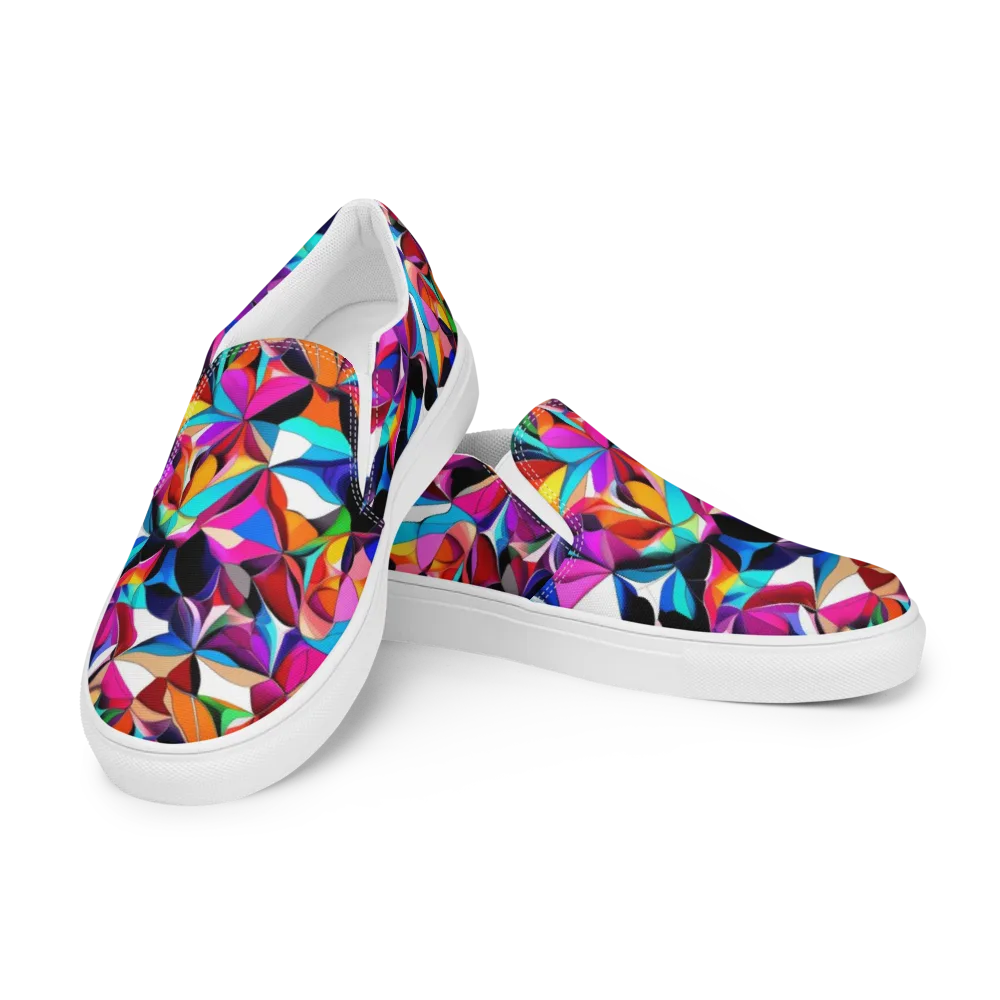 Prismatic Petal Riot on Men's Slip-On Canvas Shoes — Left Front