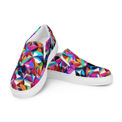 Prismatic Petal Riot on a Men's Slip-On Canvas Shoes