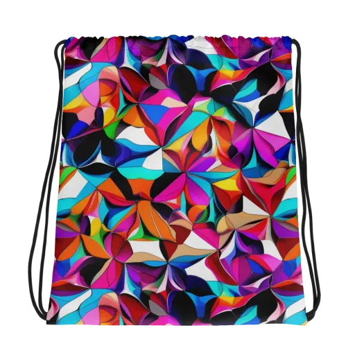 Prismatic Petal Riot on a Drawstring Bag