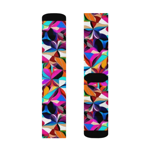 Prismatic Petal Riot on a Socks