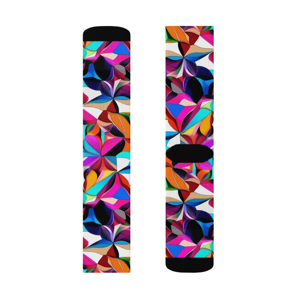 Prismatic Petal Riot on Socks — Right Sock