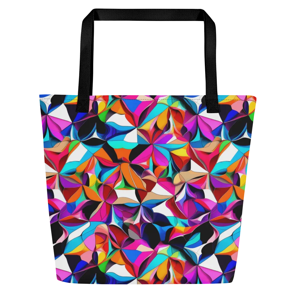 Prismatic Petal Riot on Large Tote Bag W/ Pocket — Front