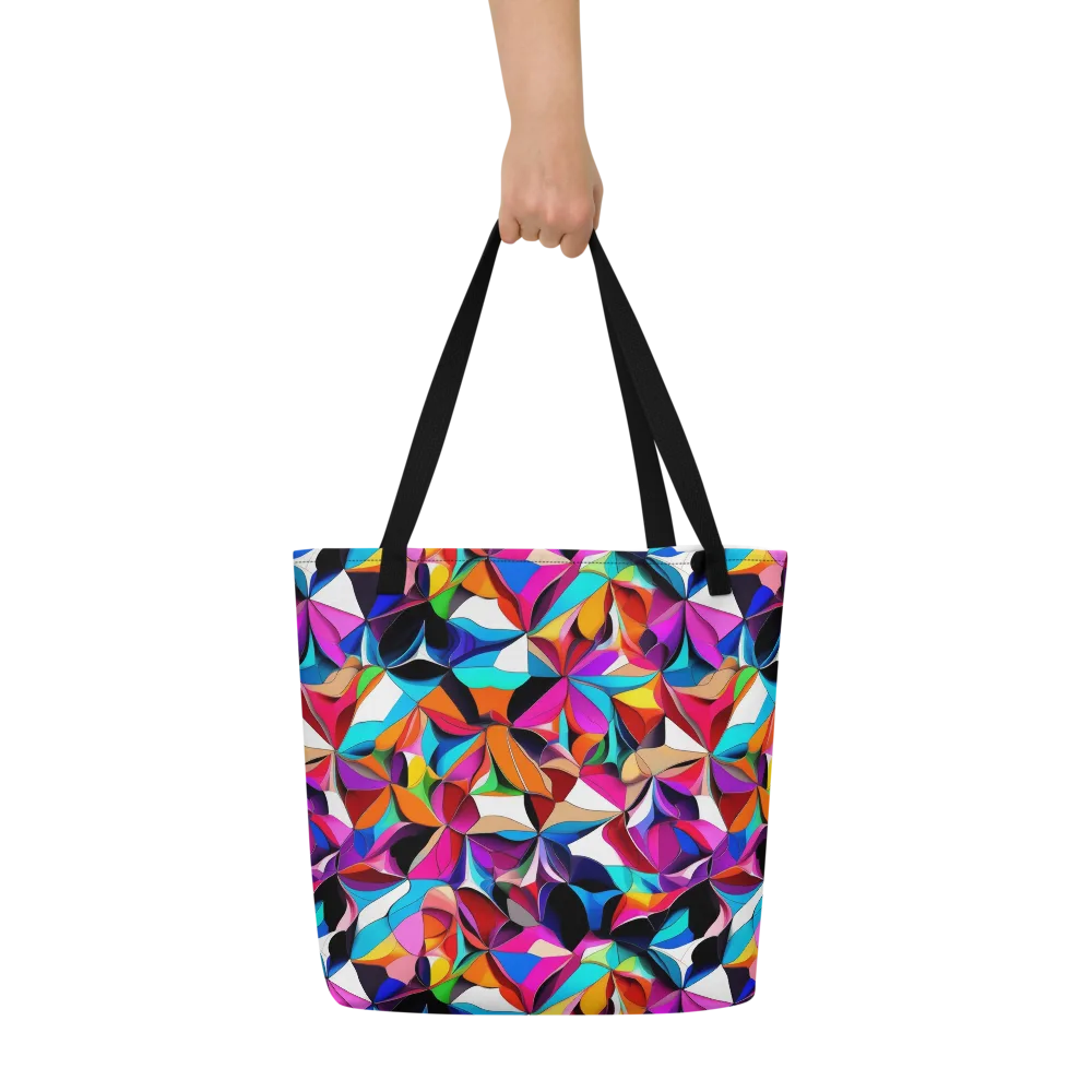 Prismatic Petal Riot on Large Tote Bag W/ Pocket — Front
