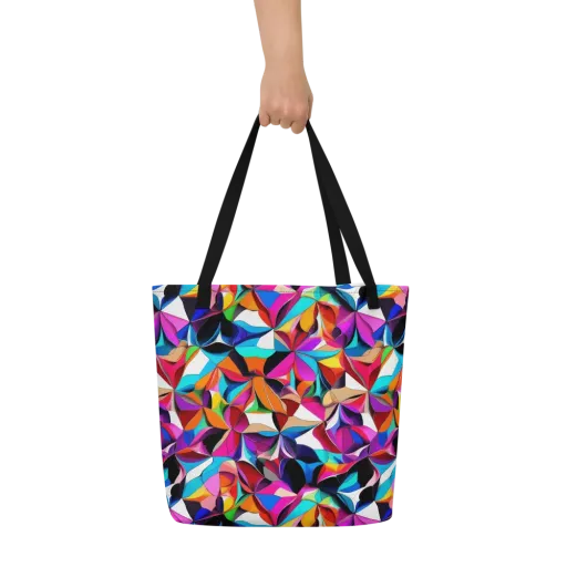 Prismatic Petal Riot on a Large Tote Bag W/ Pocket