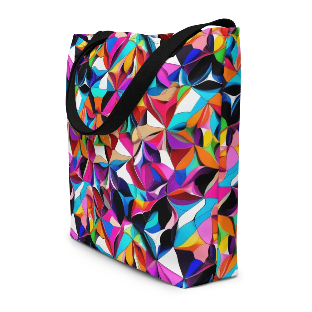 Prismatic Petal Riot on Large Tote Bag W/ Pocket — Front