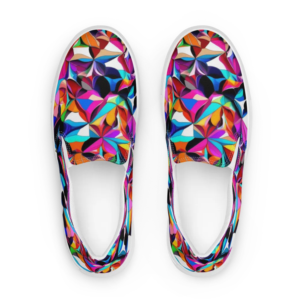 Prismatic Petal Riot on Women's Slip-On Canvas Shoes — Front