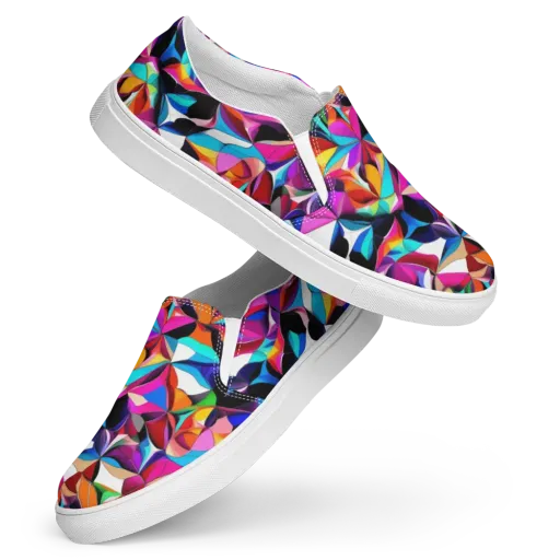 Prismatic Petal Riot on a Women's Slip-On Canvas Shoes