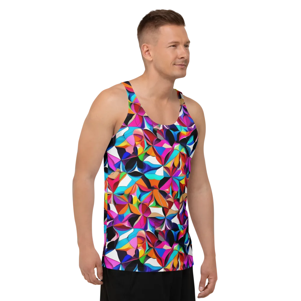 Prismatic Petal Riot on Men's Tank Top — Right Front