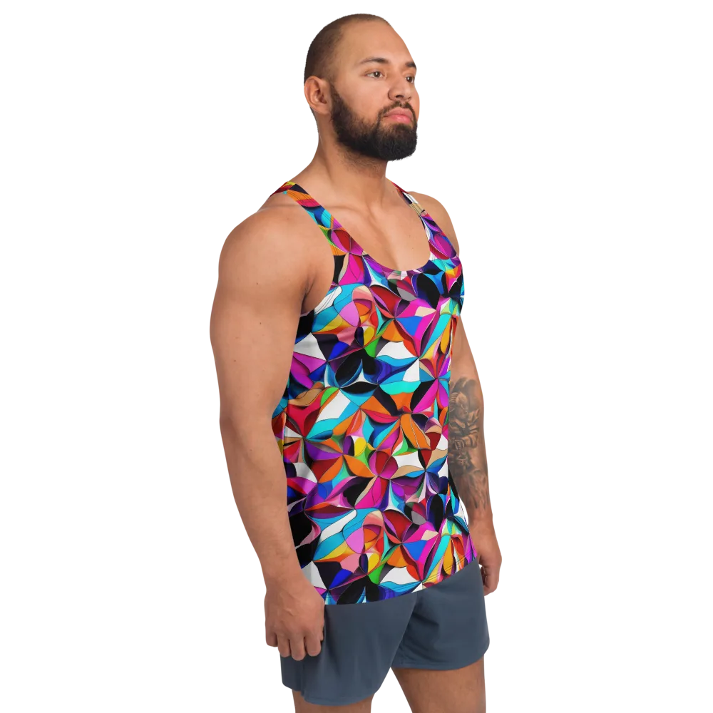 Prismatic Petal Riot on Men's Tank Top — Right Front