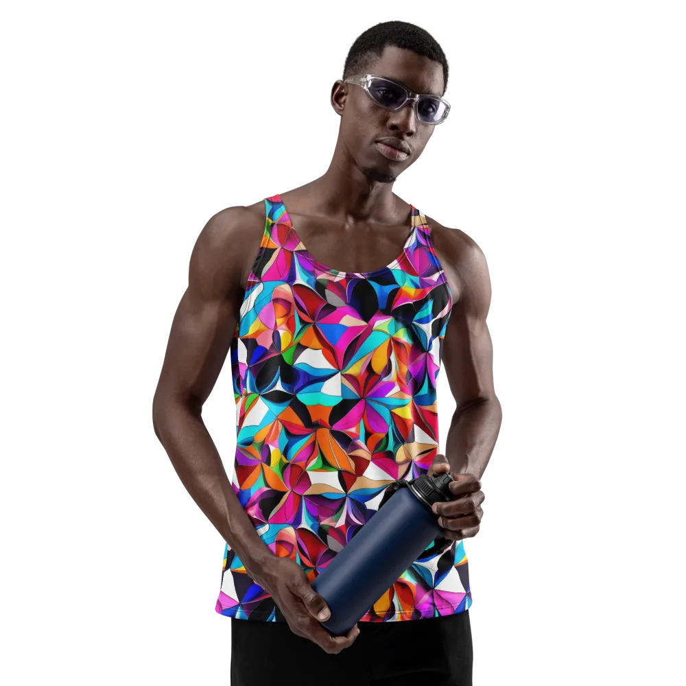 Prismatic Petal Riot on Men's Tank Top — Front