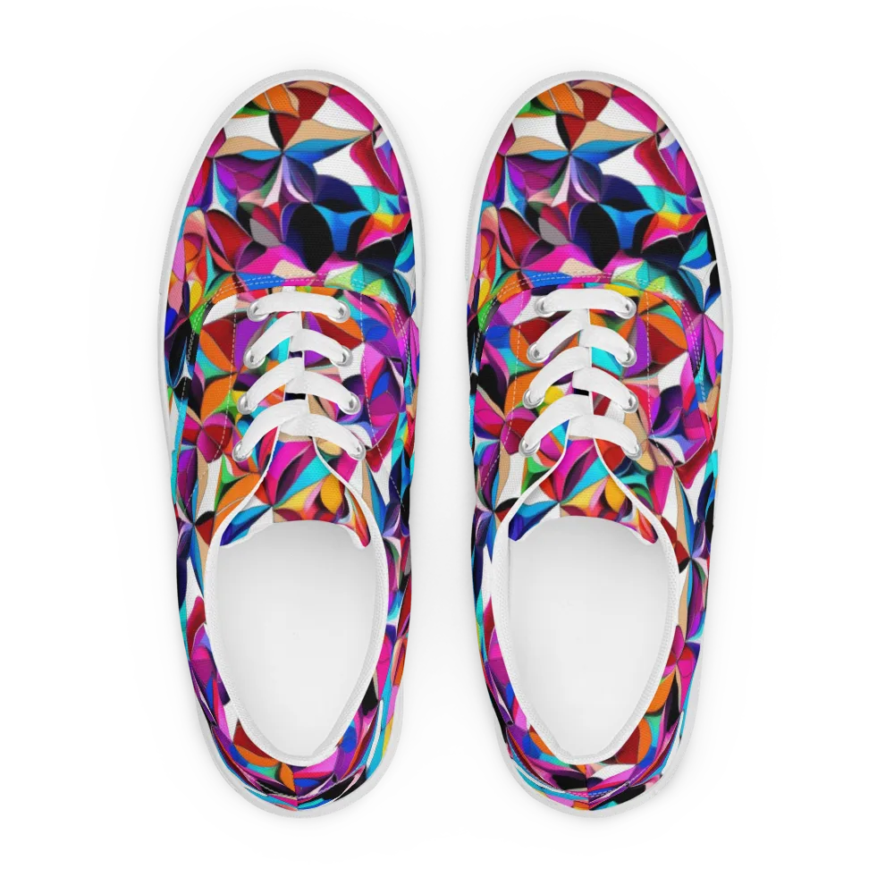 Prismatic Petal Riot on Men's Lace-Up Canvas Shoes — Front