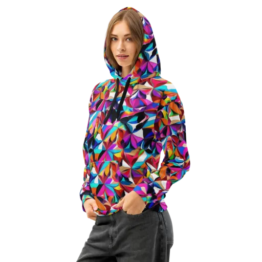 Prismatic Petal Riot on a Cotton Hoodie
