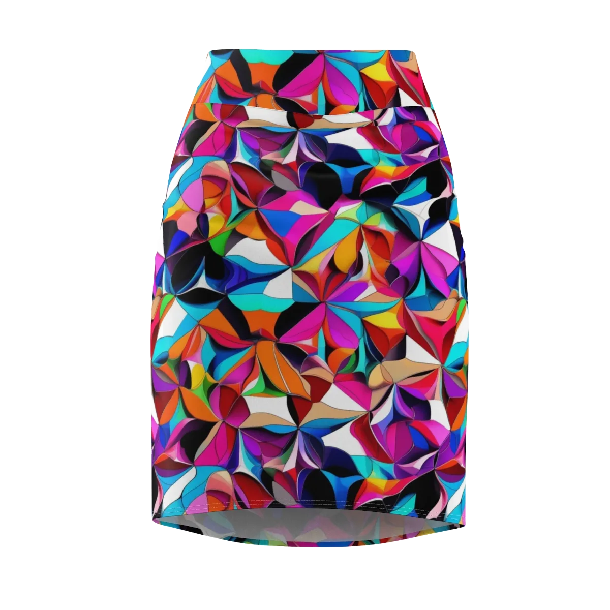 Prismatic Petal Riot on Pencil Skirt — Front