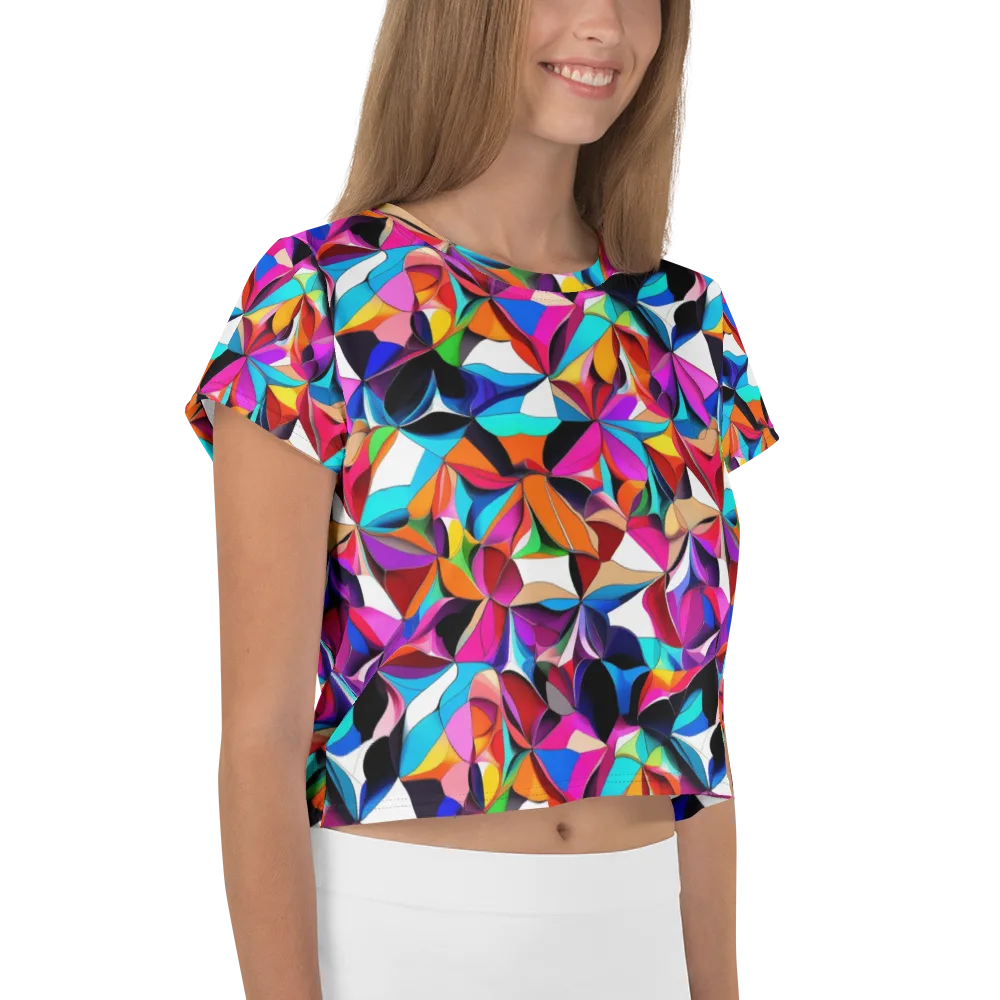 Prismatic Petal Riot on Crop Tee — Right