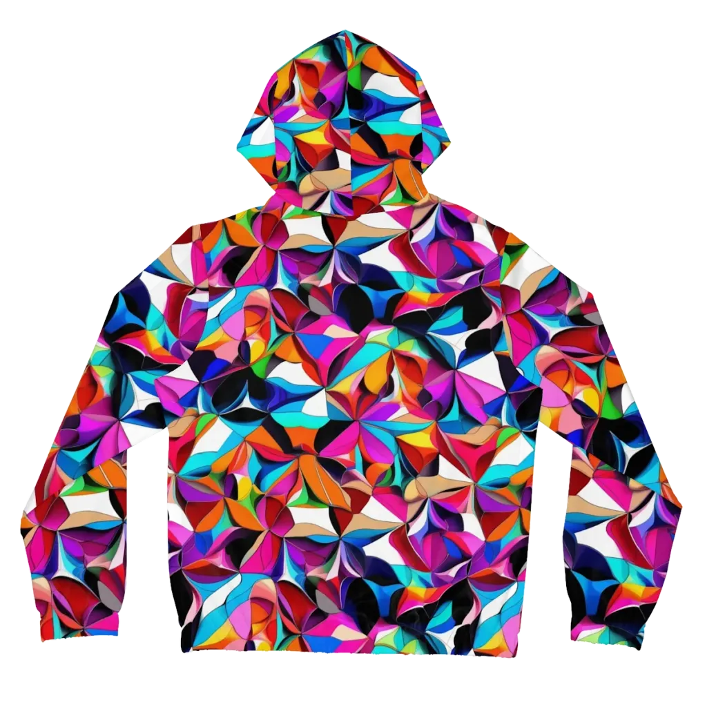 Prismatic Petal Riot on Women's Full-Zip Hoodie — Back