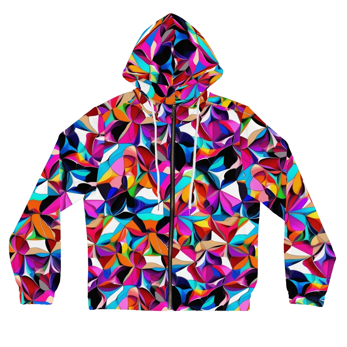 Prismatic Petal Riot on Women's Full-Zip Hoodie — Front