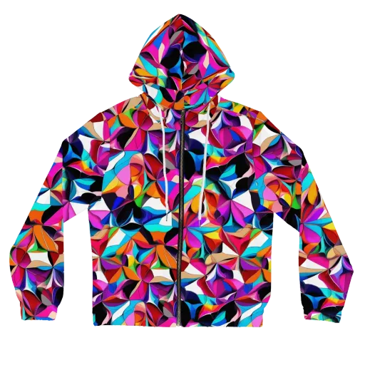 Prismatic Petal Riot on a Women's Full-Zip Hoodie