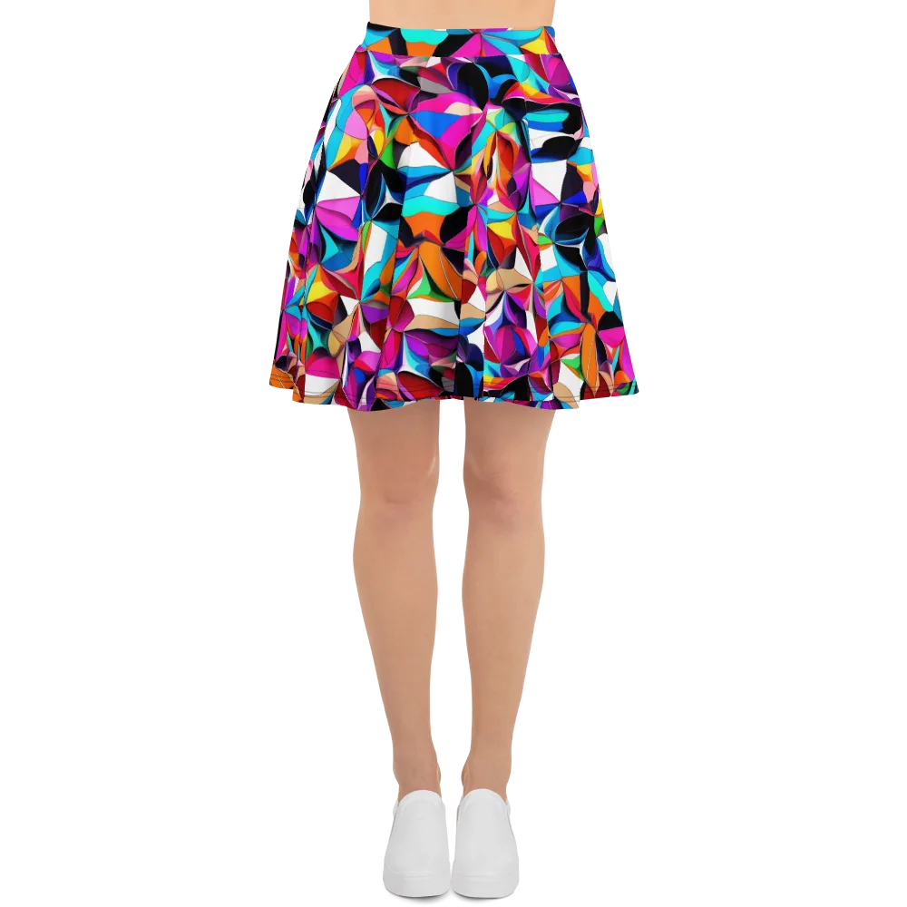 Prismatic Petal Riot on Skater Skirt — Front