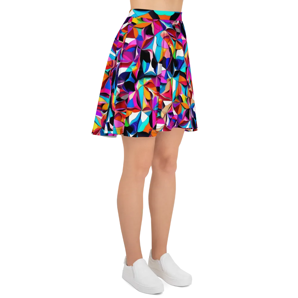 Prismatic Petal Riot on Skater Skirt — Right