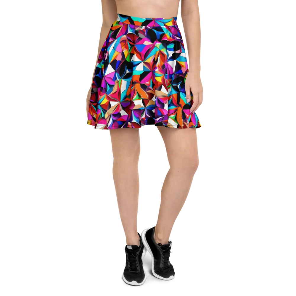Prismatic Petal Riot on Skater Skirt — Front