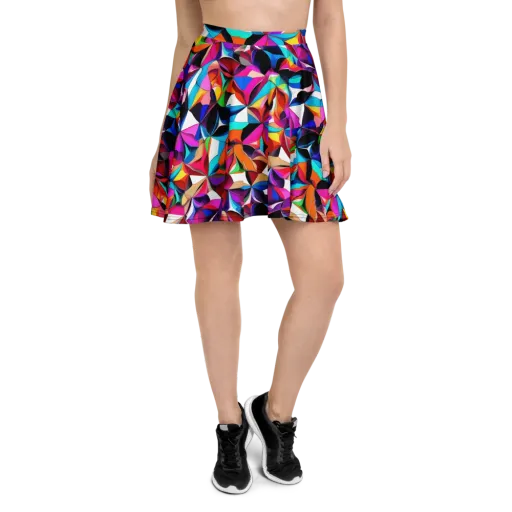 Prismatic Petal Riot on a Skater Skirt