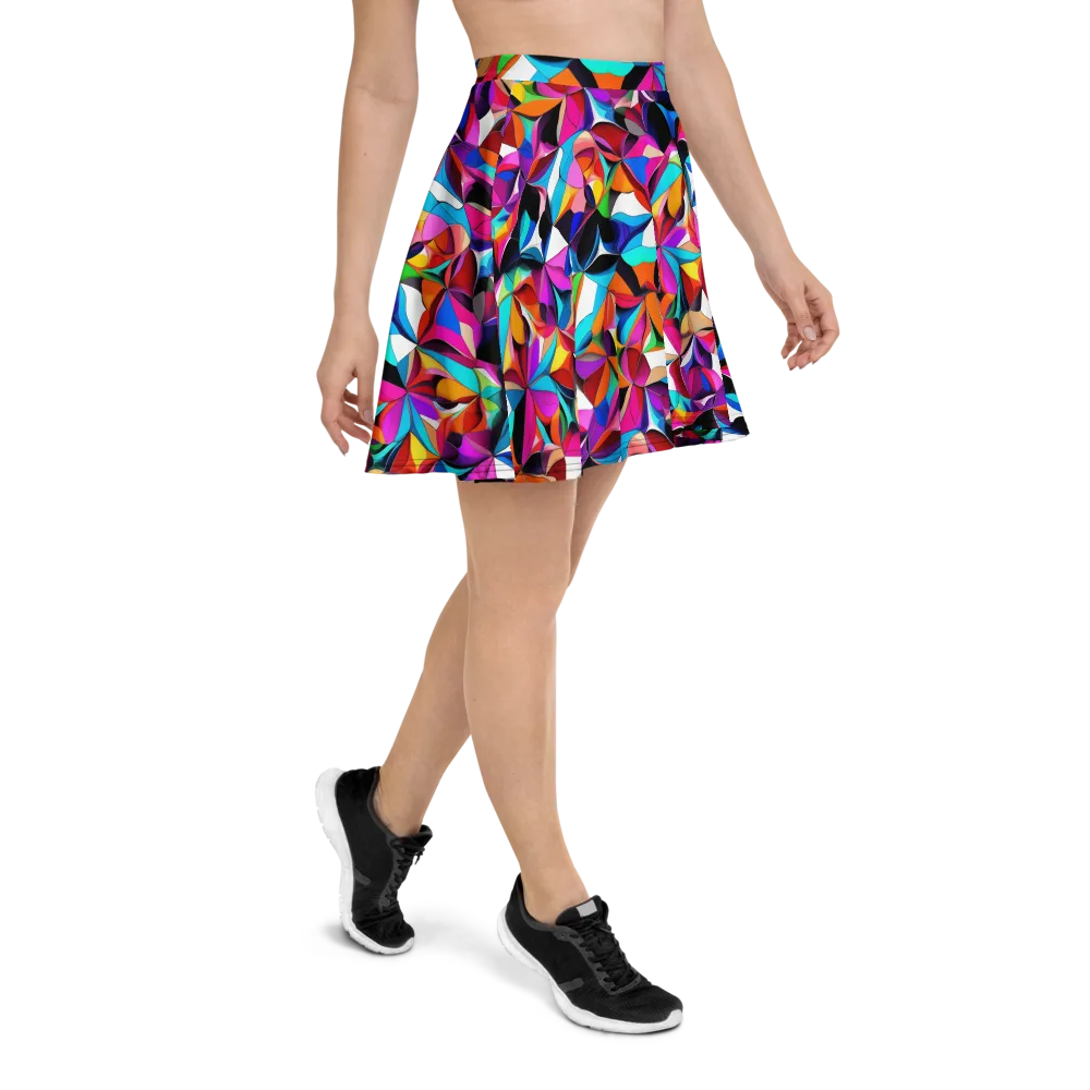 Prismatic Petal Riot on Skater Skirt — Right
