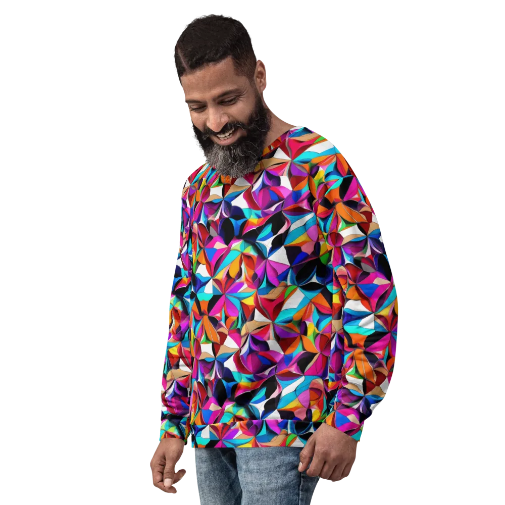 Prismatic Petal Riot on Sweatshirt — Left Front