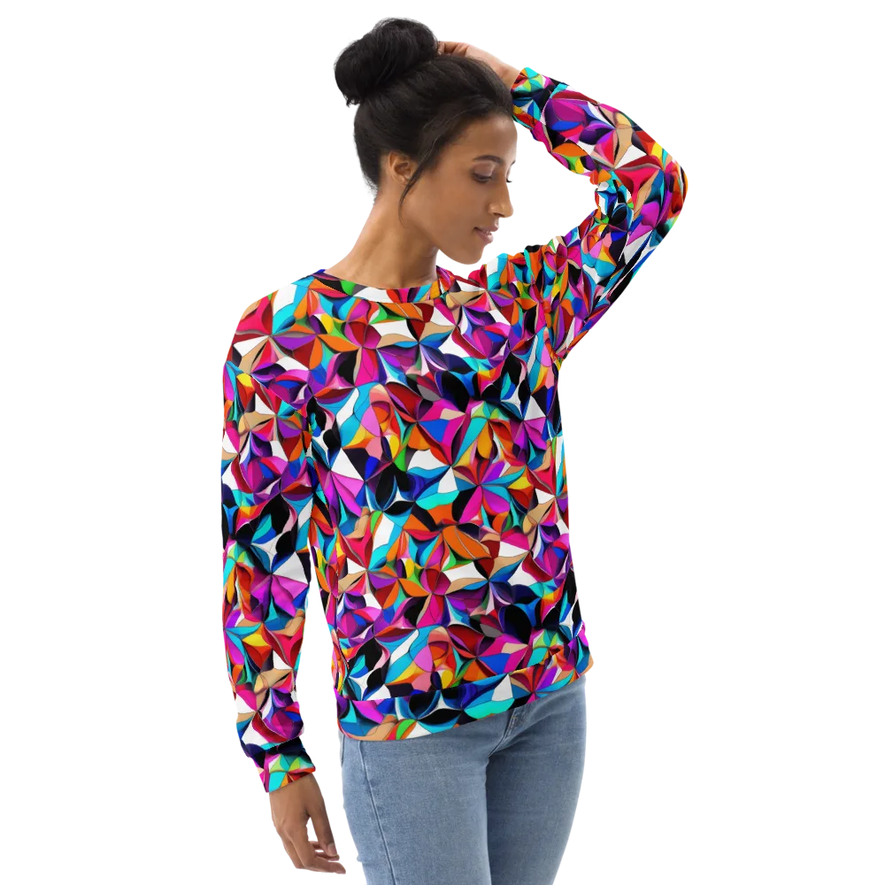Prismatic Petal Riot on Sweatshirt — Right Front