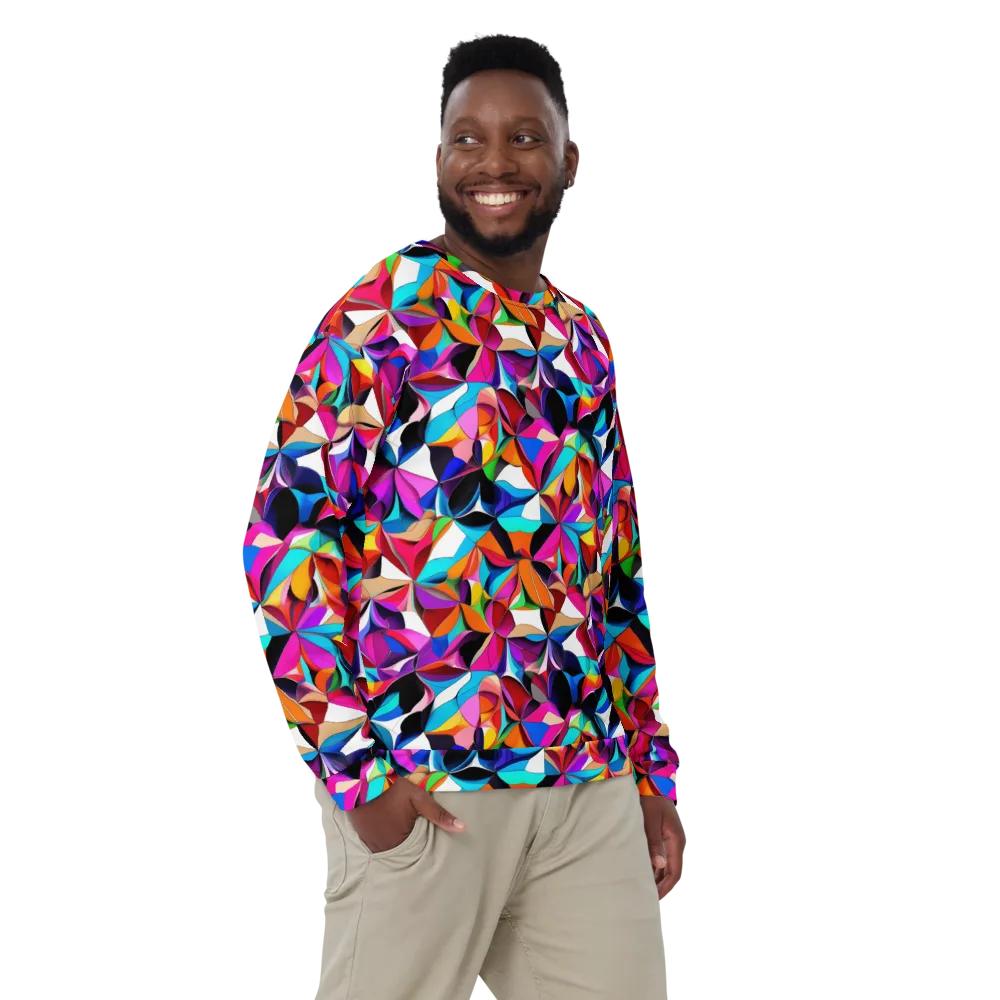 Prismatic Petal Riot on Sweatshirt — Front