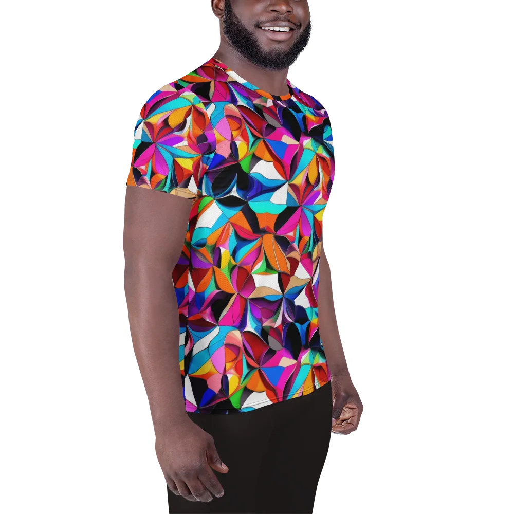 Prismatic Petal Riot on Men's Athletic T-Shirt — Right
