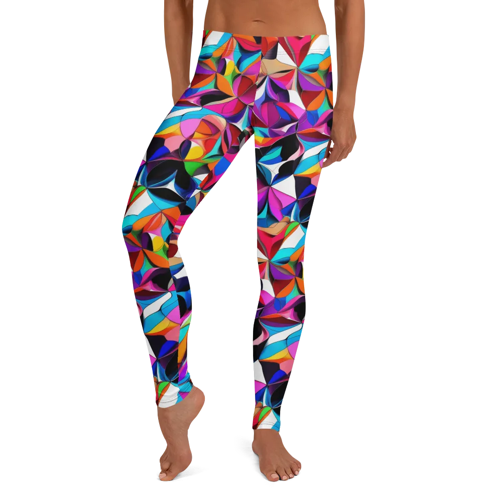 Prismatic Petal Riot on Leggings — Front