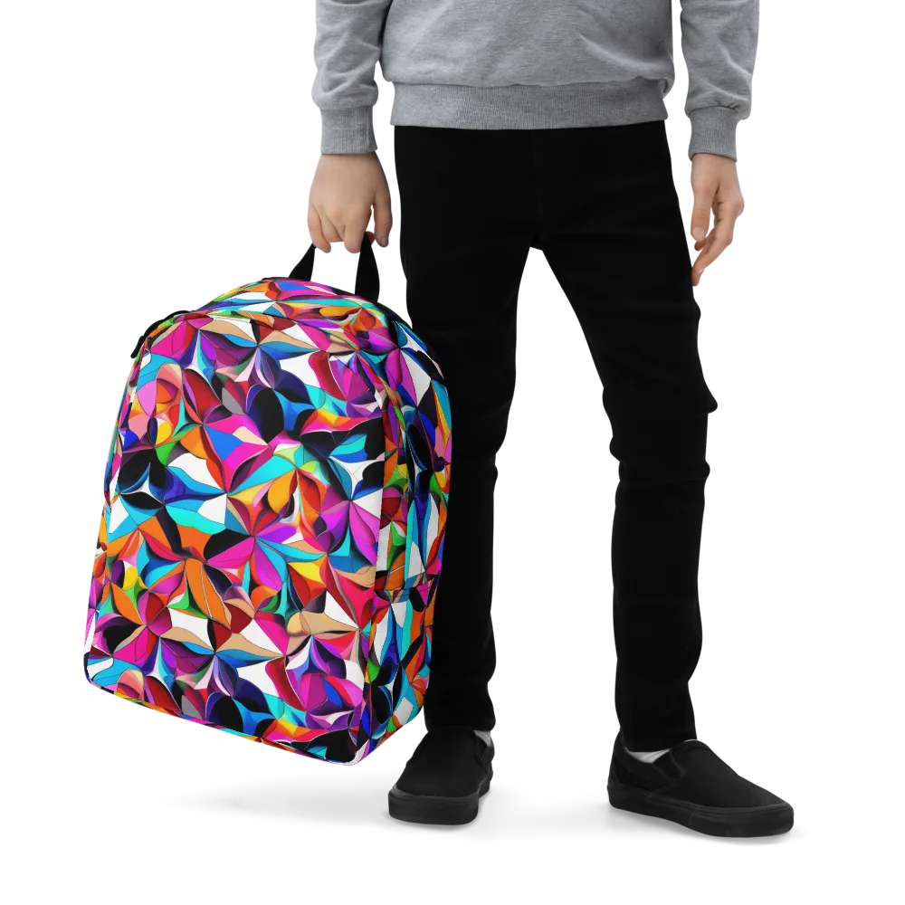 Prismatic Petal Riot on Minimalist Backpack — Zoomed-in