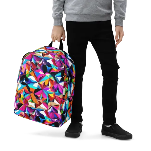 Prismatic Petal Riot on a Minimalist Backpack