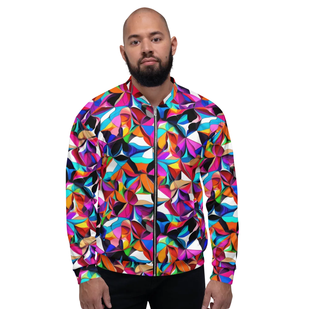 Prismatic Petal Riot on Bomber Jacket — Front
