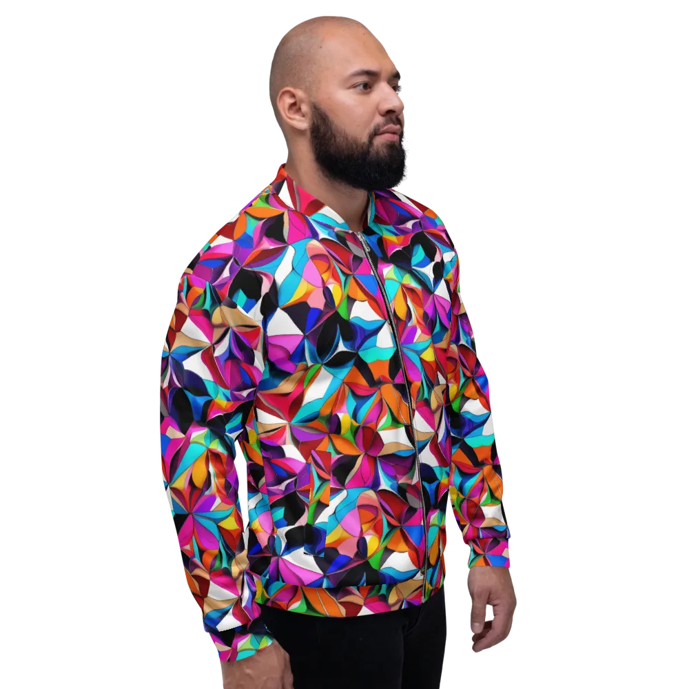 Prismatic Petal Riot on Bomber Jacket — Right