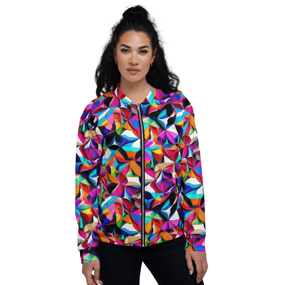 Prismatic Petal Riot on Bomber Jacket — Front