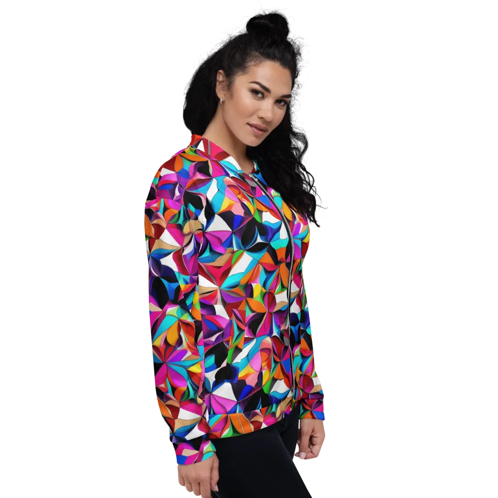 Prismatic Petal Riot on Bomber Jacket — Right